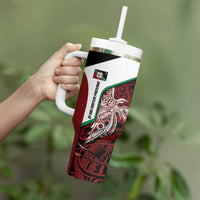 Personalised PNG East New Britain Province Tumbler With Handle Bird of Paradise Tattoo Flag Motif - Polynesian Pride