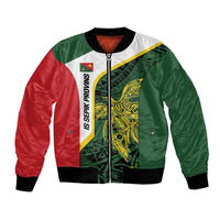 Personalised PNG East Sepik Province Bomber Jacket Bird of Paradise Tattoo Flag Motif LT9 Unisex Green - Polynesian Pride