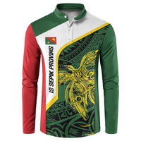 Personalised PNG East Sepik Province Button Sweatshirt Bird of Paradise Tattoo Flag Motif - Polynesian Pride