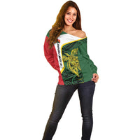 Personalised PNG East Sepik Province Off Shoulder Sweater Bird of Paradise Tattoo Flag Motif - Polynesian Pride