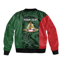 Personalised PNG East Sepik Province Sleeve Zip Bomber Jacket Bird of Paradise Tattoo Flag Motif LT9 - Polynesian Pride