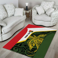 Personalised PNG Eastern Highlands Area Rug Bird of Paradise Tattoo Flag Motif - Polynesian Pride