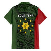 Personalised PNG Eastern Highlands Family Matching Off The Shoulder Long Sleeve Dress and Hawaiian Shirt Bird of Paradise Tattoo Flag Motif - Polynesian Pride