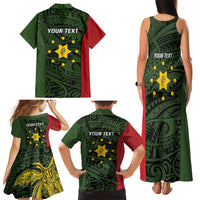 Personalised PNG Eastern Highlands Family Matching Tank Maxi Dress and Hawaiian Shirt Bird of Paradise Tattoo Flag Motif - Polynesian Pride