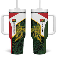 Personalised PNG Eastern Highlands Tumbler With Handle Bird of Paradise Tattoo Flag Motif - Polynesian Pride