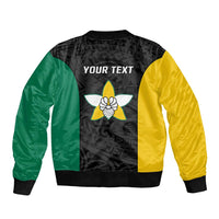 Personalised PNG Enga Province Bomber Jacket Bird of Paradise Tattoo Flag Motif - Polynesian Pride