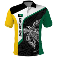 Personalised PNG Enga Province Polo Shirt Bird of Paradise Tattoo Flag Motif - Polynesian Pride
