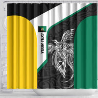 Personalised PNG Enga Province Shower Curtain Bird of Paradise Tattoo Flag Motif - Polynesian Pride