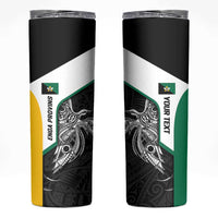 Personalised PNG Enga Province Skinny Tumbler Bird of Paradise Tattoo Flag Motif - Polynesian Pride