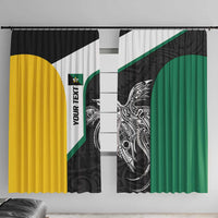 Personalised PNG Enga Province Window Curtain Bird of Paradise Tattoo Flag Motif - Polynesian Pride