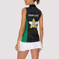 Personalised PNG Enga Province Women Sleeveless Polo Shirt Bird of Paradise Tattoo Flag Motif - Polynesian Pride