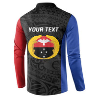 Personalised PNG Gulf Province Button Sweatshirt Bird of Paradise Tattoo Flag Motif - Polynesian Pride