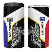 Personalised PNG Gulf Province 4 in 1 Can Cooler Tumbler Bird of Paradise Tattoo Flag Motif - Polynesian Pride