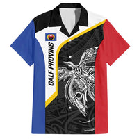 Personalised PNG Gulf Province Family Matching Off Shoulder Maxi Dress and Hawaiian Shirt Bird of Paradise Tattoo Flag Motif - Polynesian Pride