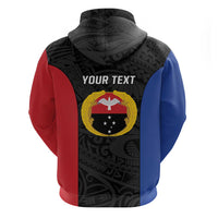 Personalised PNG Gulf Province Hoodie Bird of Paradise Tattoo Flag Motif - Polynesian Pride