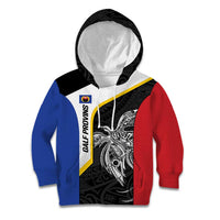 Personalised PNG Gulf Province Kid Hoodie Bird of Paradise Tattoo Flag Motif - Polynesian Pride