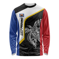 Personalised PNG Gulf Province Long Sleeve Shirt Bird of Paradise Tattoo Flag Motif - Polynesian Pride
