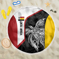 Personalised PNG Madang Province Beach Blanket Bird of Paradise Tattoo Flag Motif - Polynesian Pride