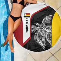 Personalised PNG Madang Province Beach Blanket Bird of Paradise Tattoo Flag Motif - Polynesian Pride