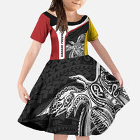 Personalised PNG Madang Province Family Matching Mermaid Dress and Hawaiian Shirt Bird of Paradise Tattoo Flag Motif - Polynesian Pride