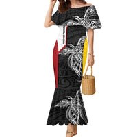 Personalised PNG Madang Province Family Matching Mermaid Dress and Hawaiian Shirt Bird of Paradise Tattoo Flag Motif - Polynesian Pride