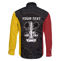 Personalised PNG Madang Province Family Matching Off Shoulder Short Dress and Hawaiian Shirt Bird of Paradise Tattoo Flag Motif - Polynesian Pride