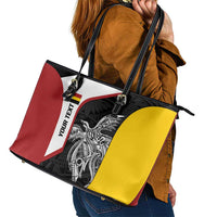 Personalised PNG Madang Province Leather Tote Bag Bird of Paradise Tattoo Flag Motif LT9 - Polynesian Pride