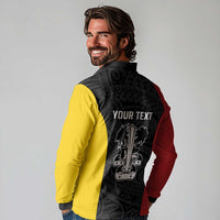 Personalised PNG Madang Province Long Sleeve Polo Shirt Bird of Paradise Tattoo Flag Motif - Polynesian Pride