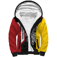 Personalised PNG Madang Province Sherpa Hoodie Bird of Paradise Tattoo Flag Motif - Polynesian Pride