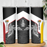 Personalised PNG Madang Province Skinny Tumbler Bird of Paradise Tattoo Flag Motif - Polynesian Pride