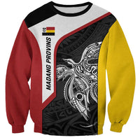 Personalised PNG Madang Province Sweatshirt Bird of Paradise Tattoo Flag Motif - Polynesian Pride
