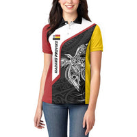 Personalised PNG Madang Province Women Polo Shirt Bird of Paradise Tattoo Flag Motif - Polynesian Pride