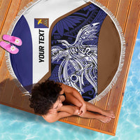 Personalised PNG Manus Province Beach Blanket Bird of Paradise Tattoo Flag Motif - Polynesian Pride