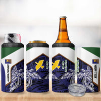 Personalised PNG Manus Province 4 in 1 Can Cooler Tumbler Bird of Paradise Tattoo Flag Motif - Polynesian Pride