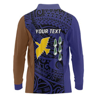 Personalised PNG Manus Province Long Sleeve Polo Shirt Bird of Paradise Tattoo Flag Motif - Polynesian Pride