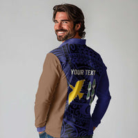Personalised PNG Manus Province Long Sleeve Polo Shirt Bird of Paradise Tattoo Flag Motif - Polynesian Pride