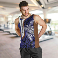 Personalised PNG Manus Province Men Tank Top Bird of Paradise Tattoo Flag Motif LT9 Blue - Polynesian Pride