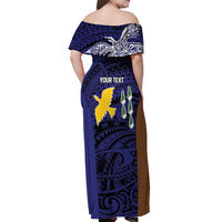 Personalised PNG Manus Province Off Shoulder Maxi Dress Bird of Paradise Tattoo Flag Motif - Polynesian Pride
