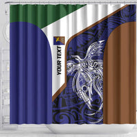 Personalised PNG Manus Province Shower Curtain Bird of Paradise Tattoo Flag Motif - Polynesian Pride