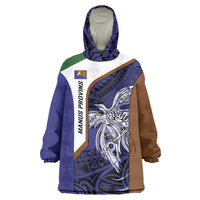 Personalised PNG Manus Province Wearable Blanket Hoodie Bird of Paradise Tattoo Flag Motif - Polynesian Pride
