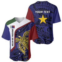 Personalised PNG Milne Bay Province Baseball Jersey Bird of Paradise Tattoo Flag Motif LT9 - Polynesian Pride