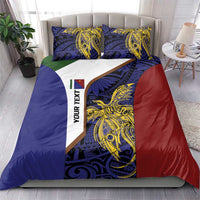 Personalised PNG Milne Bay Province Bedding Set Bird of Paradise Tattoo Flag Motif - Polynesian Pride