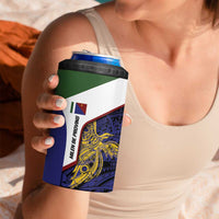 Personalised PNG Milne Bay Province 4 in 1 Can Cooler Tumbler Bird of Paradise Tattoo Flag Motif - Polynesian Pride