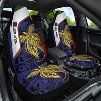 Personalised PNG Milne Bay Province Car Seat Cover Bird of Paradise Tattoo Flag Motif LT9 One Size Blue - Polynesian Pride