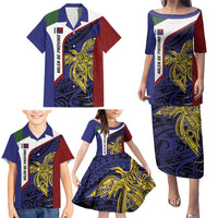 Personalised PNG Milne Bay Province Family Matching Puletasi and Hawaiian Shirt Bird of Paradise Tattoo Flag Motif - Polynesian Pride