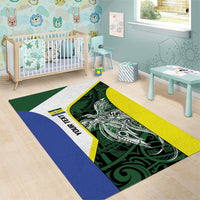 Personalised PNG Morobe Province Area Rug Bird of Paradise Tattoo Flag Motif - Polynesian Pride