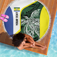 Personalised PNG Morobe Province Beach Blanket Bird of Paradise Tattoo Flag Motif - Polynesian Pride