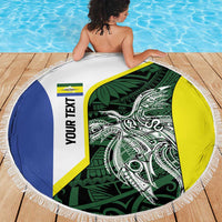 Personalised PNG Morobe Province Beach Blanket Bird of Paradise Tattoo Flag Motif - Polynesian Pride