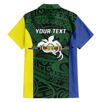 Personalised PNG Morobe Province Family Matching Off Shoulder Short Dress and Hawaiian Shirt Bird of Paradise Tattoo Flag Motif - Polynesian Pride