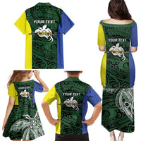 Personalised PNG Morobe Province Family Matching Puletasi and Hawaiian Shirt Bird of Paradise Tattoo Flag Motif - Polynesian Pride
